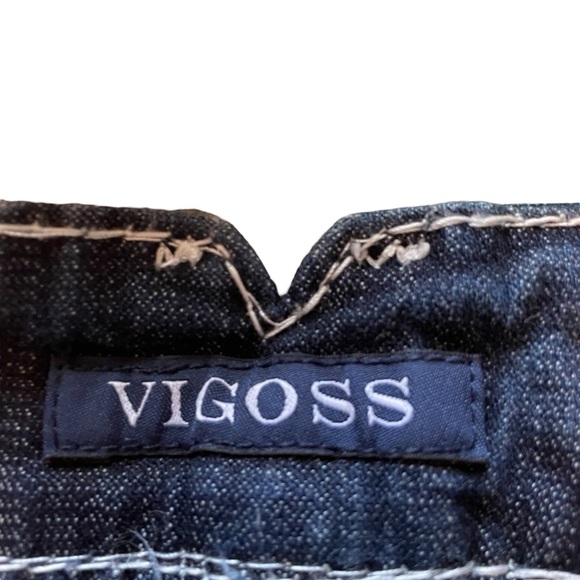 Vigoss Women's Blue Jeans-Size 18/33 White Stitching-Chelsea Slim Boot-Bling - Picture 5 of 16